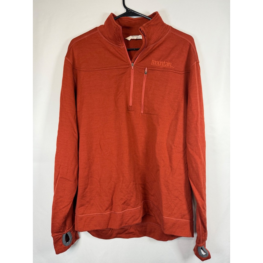 Mountain Khakis MK Mens Large Quarter Zip Pullover Rust Orange Thumbhole Cuffs